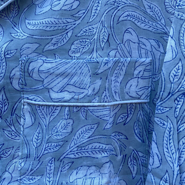 Long Sleeve Pyjama Set - Grey & Blue
